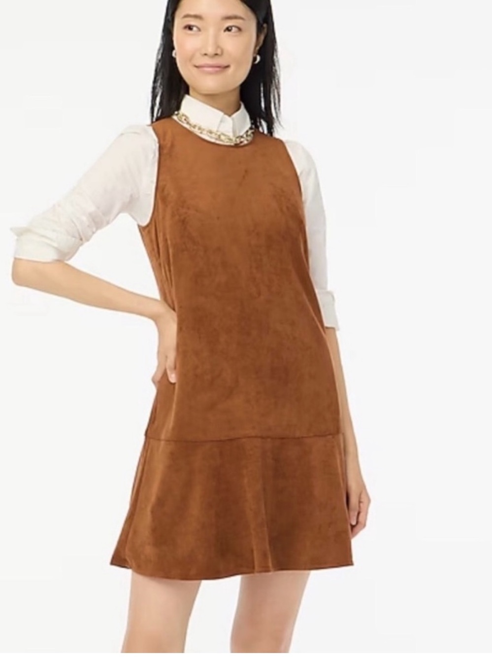 NWT J.Crew Faux Suede Drop-Waist Dress